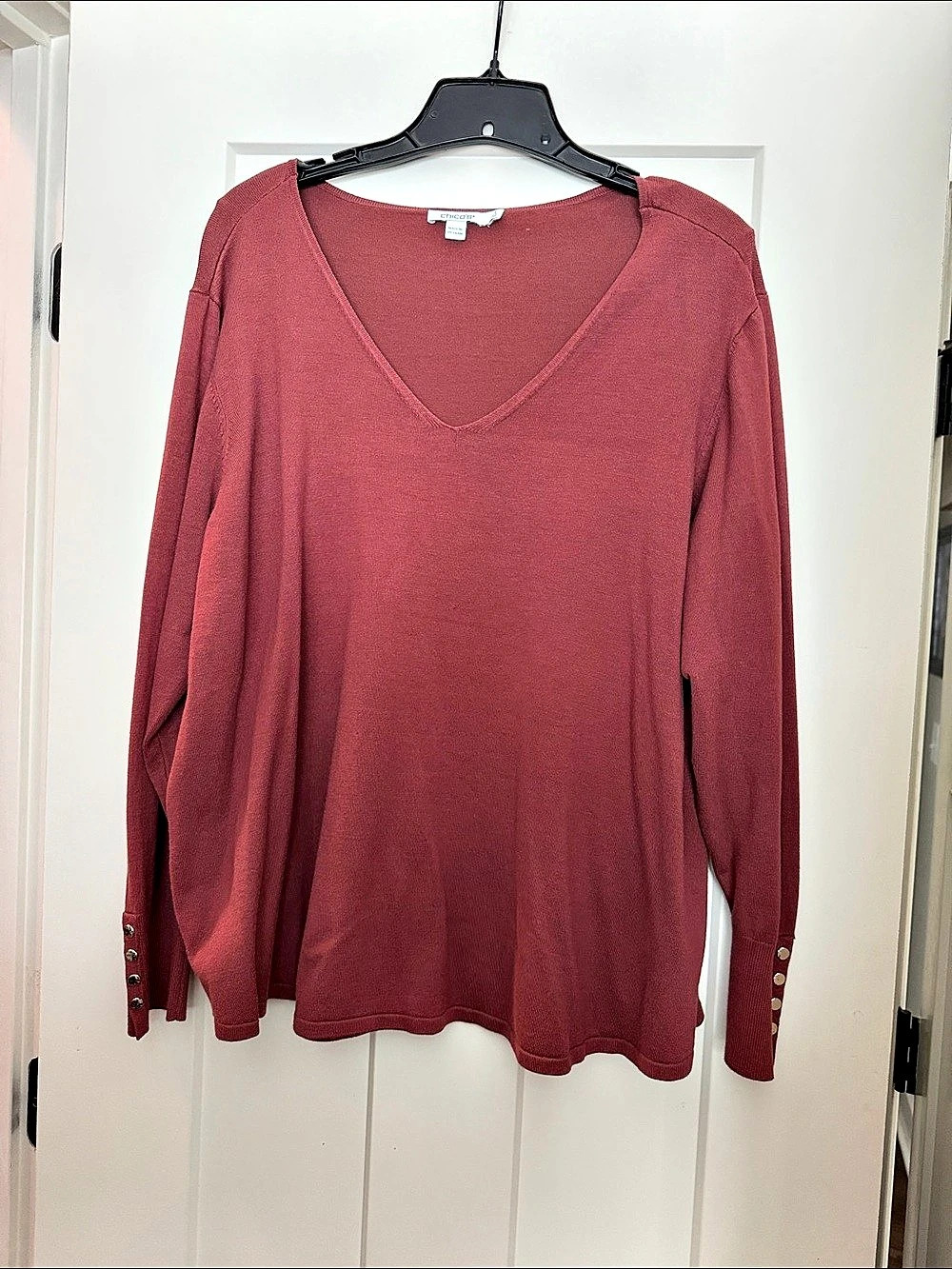 Chico's Ella V-Neck Pullover Sweater Red Size 4 (XXL)